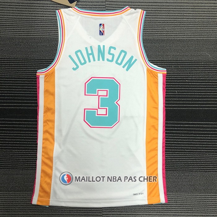 Maillot San Antonio Spurs Keldon Johnson NO 3 Ville 2021-22 Blanc